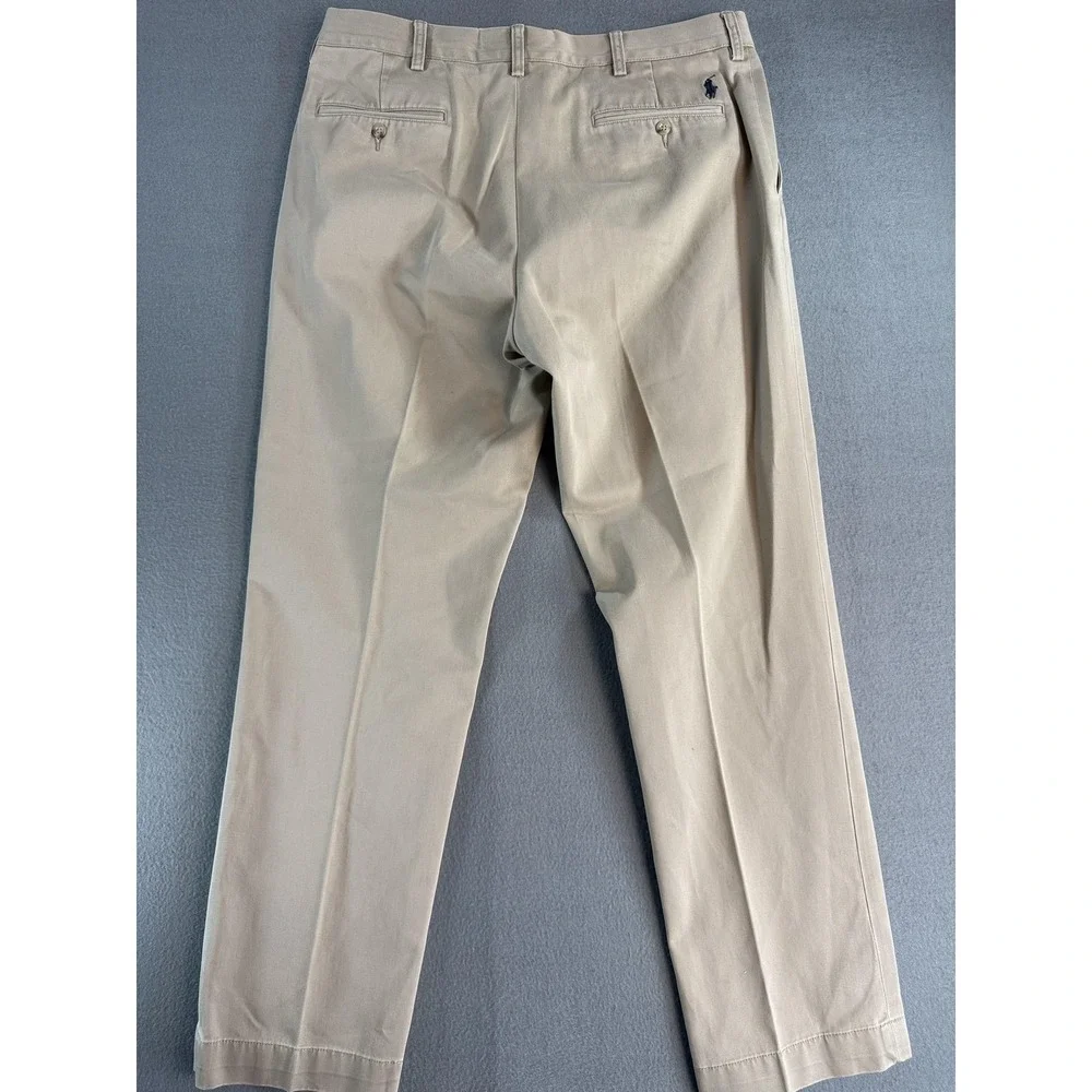 VTG Polo Ralph Lauren Pants Mens 35x32 Beige Classic Fit Chino Straight Casual